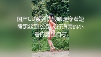 国产CD系列伪娘曦曦穿着短裙黑丝到 公路人行道旁的小巷内露出自慰